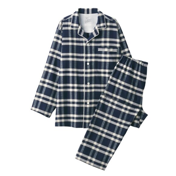 Muji Mens Flannel Pajamas Set Size XL in Navy - Picture 1 of 9
